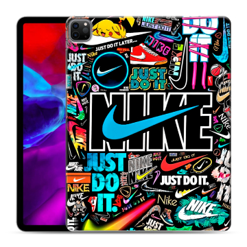 Силиконовый чехол на Ipad Pro 12.9 (2020) с принтом найк nike черный Силиконовый чехол на Ipad Pro 12.9 (2020) с принтом найк nike черный