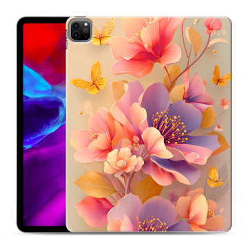 Силиконовый чехол на Ipad Pro 12.9 (2020) с принтом Цветы и бабочки