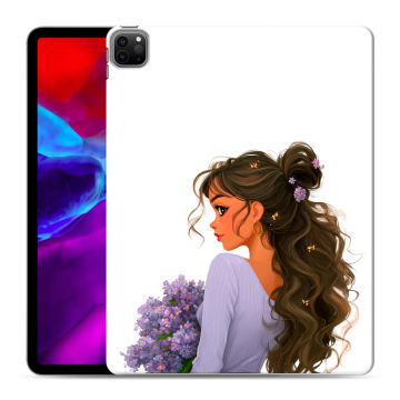 Силиконовый чехол на Ipad Pro 12.9 (2020) с принтом девушка цветы