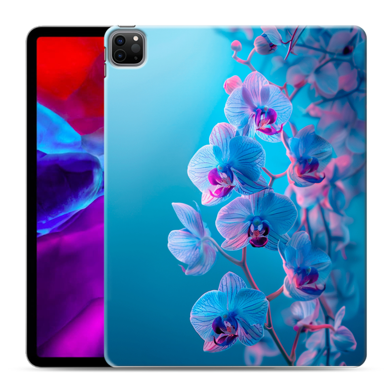 Силиконовый чехол на Ipad Pro 12.9 (2020) с принтом голубые орхидеи Силиконовый чехол на Ipad Pro 12.9 (2020) с принтом голубые орхидеи