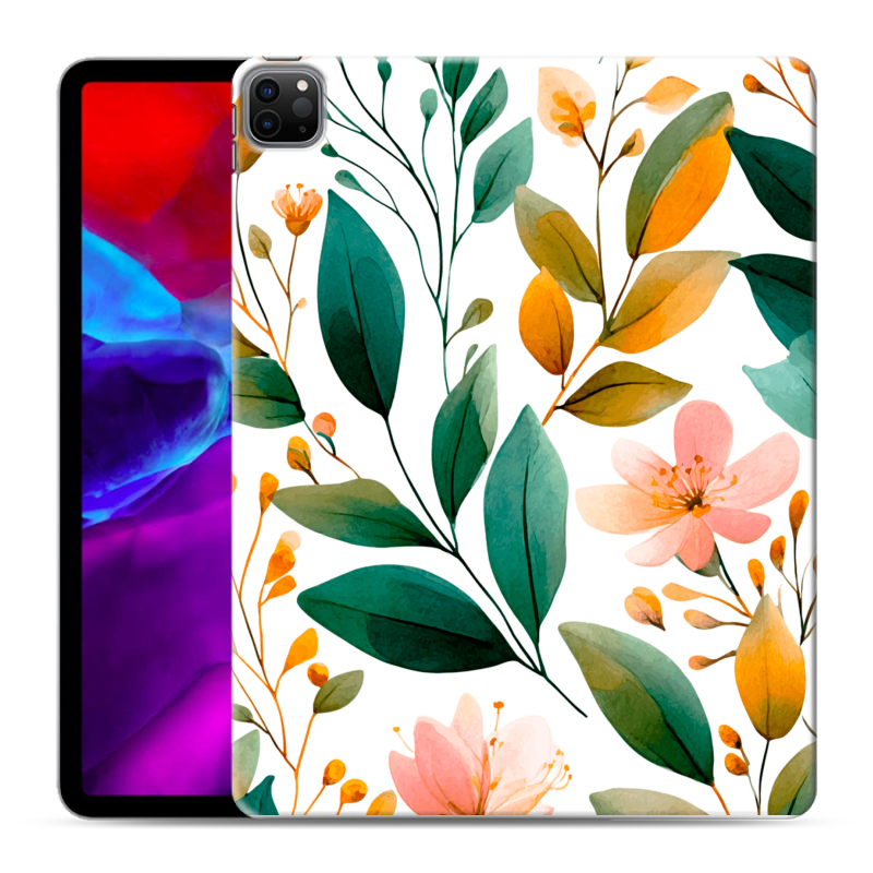 Силиконовый чехол на Ipad Pro 12.9 (2020) с принтом Цветы паттерн Силиконовый чехол на Ipad Pro 12.9 (2020) с принтом Цветы паттерн