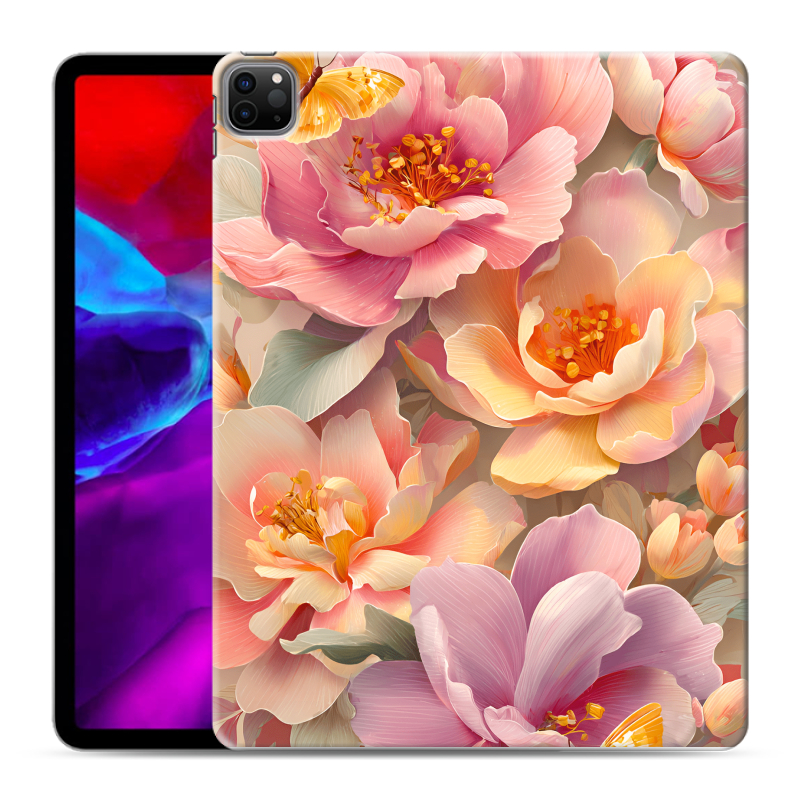 Силиконовый чехол на Ipad Pro 12.9 (2020) с принтом Цветы и бабочки Силиконовый чехол на Ipad Pro 12.9 (2020) с принтом Цветы и бабочки