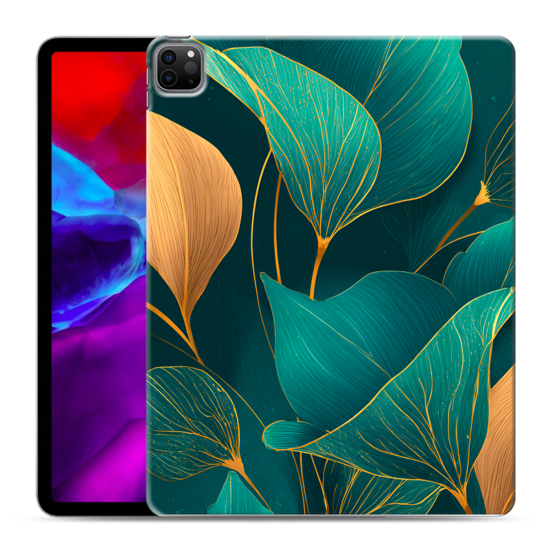 Силиконовый чехол на Ipad Pro 12.9 (2020) с принтом Листья и золото Силиконовый чехол на Ipad Pro 12.9 (2020) с принтом Листья и золото