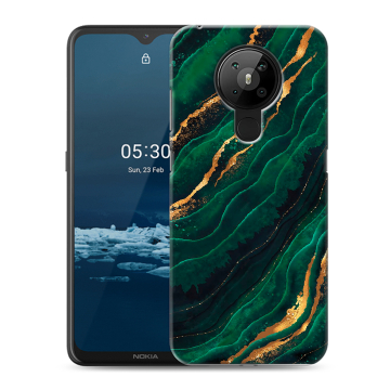 Силиконовый чехол на Nokia 5.3 с принтом Мрамор зеленое золото