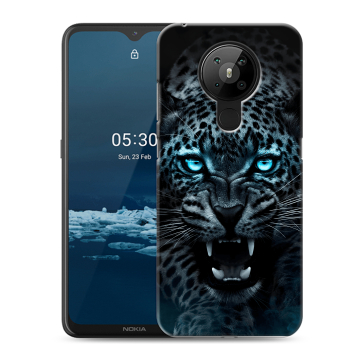 Силиконовый чехол на Nokia 5.3 с принтом Темный леопард