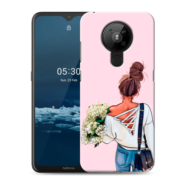 Силиконовый чехол на Nokia 5.3 с принтом Девушка и букет