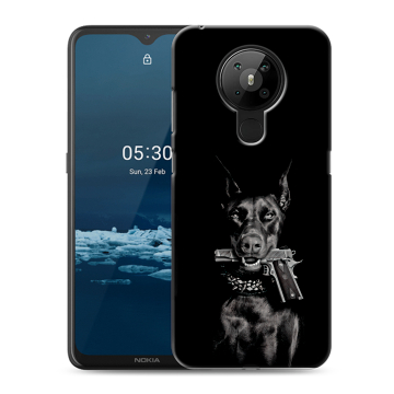 Силиконовый чехол на Nokia 5.3 с принтом Доберман и пистолет