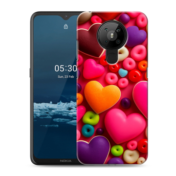 Силиконовый чехол на Nokia 5.3 с принтом Сердечки