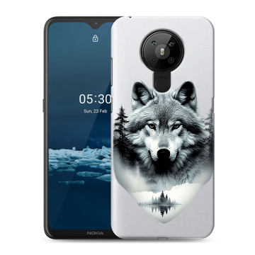 Силиконовый чехол на Nokia 5.3 с принтом Волк в лесу Силиконовый чехол на Nokia 5.3 с принтом Волк в лесу