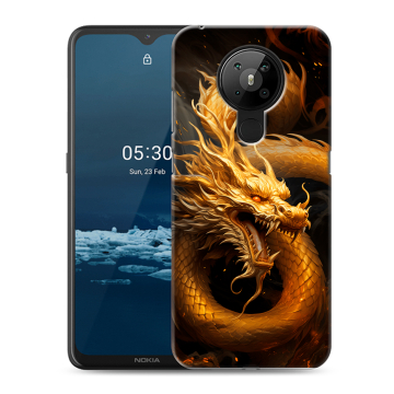 Силиконовый чехол на Nokia 5.3 с принтом Золотой дракон Силиконовый чехол на Nokia 5.3 с принтом Золотой дракон