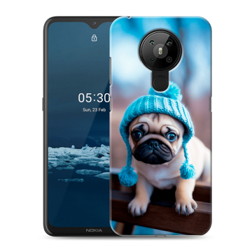 Силиконовый чехол на Nokia 5.3 с принтом Мопс в шапке Силиконовый чехол на Nokia 5.3 с принтом Мопс в шапке