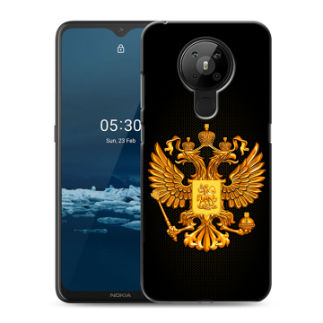Силиконовый чехол на Nokia 5.3 с принтом Герб России желтый Силиконовый чехол на Nokia 5.3 с принтом Герб России желтый