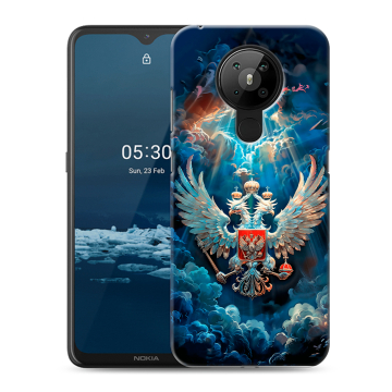 Силиконовый чехол на Nokia 5.3 с принтом Герб флаг России Силиконовый чехол на Nokia 5.3 с принтом Герб флаг России