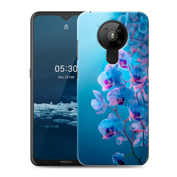 Силиконовый чехол на Nokia 5.3 с принтом голубые орхидеи Силиконовый чехол на Nokia 5.3 с принтом голубые орхидеи