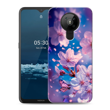 Силиконовый чехол на Nokia 5.3 с принтом цветы бабочки Силиконовый чехол на Nokia 5.3 с принтом цветы бабочки
