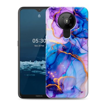 Силиконовый чехол на Nokia 5.3 с принтом синий мрамор