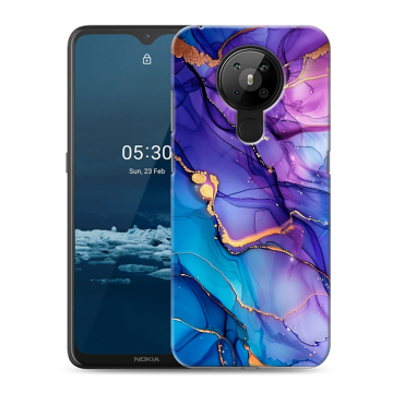 Силиконовый чехол на Nokia 5.3 с принтом синий мрамор Силиконовый чехол на Nokia 5.3 с принтом синий мрамор