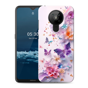 Силиконовый чехол на Nokia 5.3 с принтом цветы бабочки