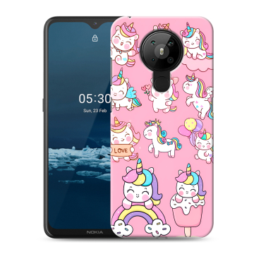 Силиконовый чехол на Nokia 5.3 с принтом Единороги и радуга Силиконовый чехол на Nokia 5.3 с принтом Единороги и радуга