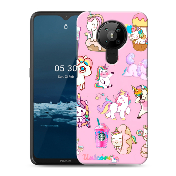 Силиконовый чехол на Nokia 5.3 с принтом розовые единороги