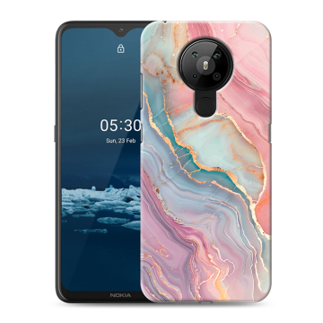 Силиконовый чехол на Nokia 5.3 с принтом розовый мрамор