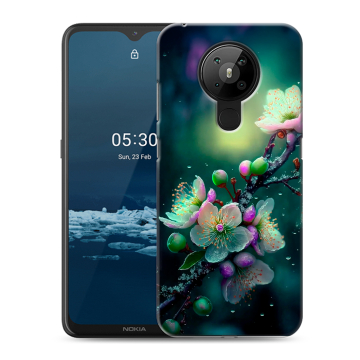Силиконовый чехол на Nokia 5.3 с принтом Цветы и мрамор