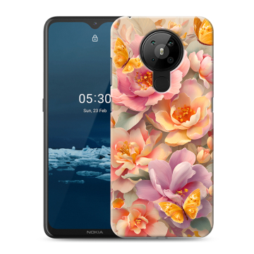 Силиконовый чехол на Nokia 5.3 с принтом Цветы и бабочки