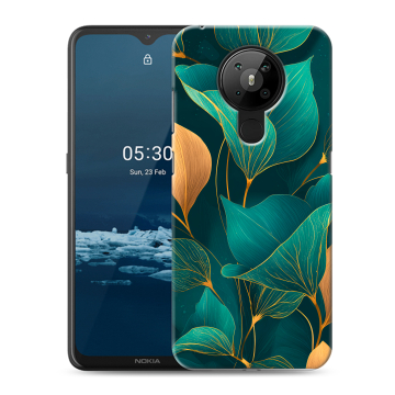 Силиконовый чехол на Nokia 5.3 с принтом Листья и золото