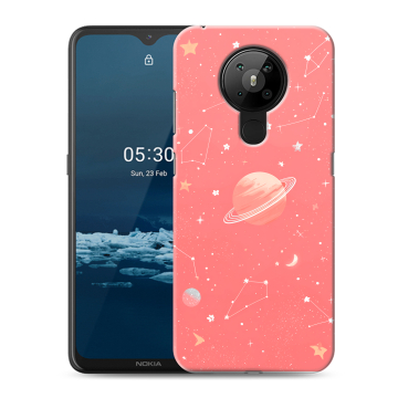Силиконовый чехол на Nokia 5.3 с принтом Розовый космос