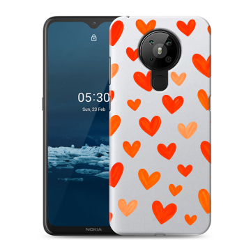 Силиконовый чехол на Nokia 5.3 с принтом Сердечки