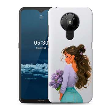 Силиконовый чехол на Nokia 5.3 с принтом девушка цветы
