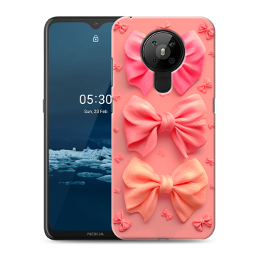 Силиконовый чехол на Nokia 5.3 с принтом Розовые бантики Силиконовый чехол на Nokia 5.3 с принтом Розовые бантики