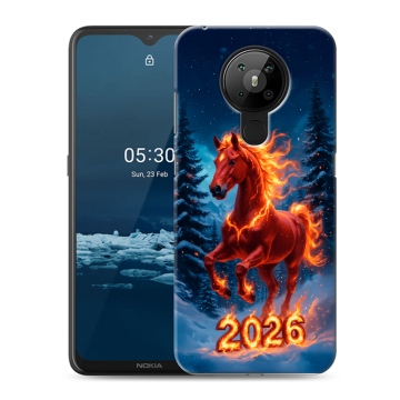 Силиконовый чехол на Nokia 5.3 с принтом Новый год коня