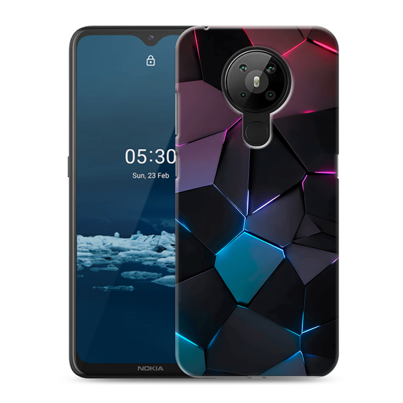 Силиконовый противоударный чехол на Nokia 5.3 с принтом Геометрия неона Силиконовый противоударный чехол на Nokia 5.3 с принтом Геометрия неона