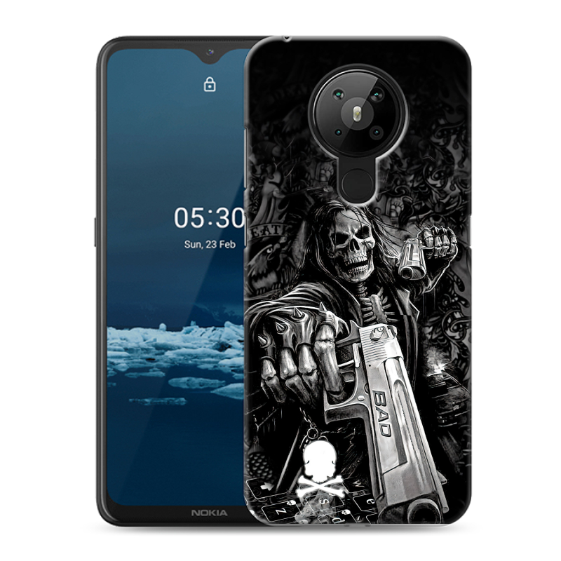 Силиконовый противоударный чехол на Nokia 5.3 с принтом Скелет Силиконовый противоударный чехол на Nokia 5.3 с принтом Скелет