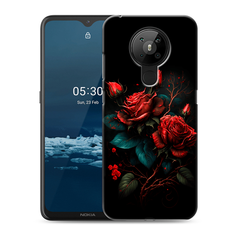 Силиконовый противоударный чехол на Nokia 5.3 с принтом Розы красные Силиконовый противоударный чехол на Nokia 5.3 с принтом Розы красные