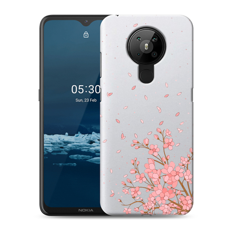 Силиконовый противоударный чехол на Nokia 5.3 с принтом Ветка сакуры Силиконовый противоударный чехол на Nokia 5.3 с принтом Ветка сакуры