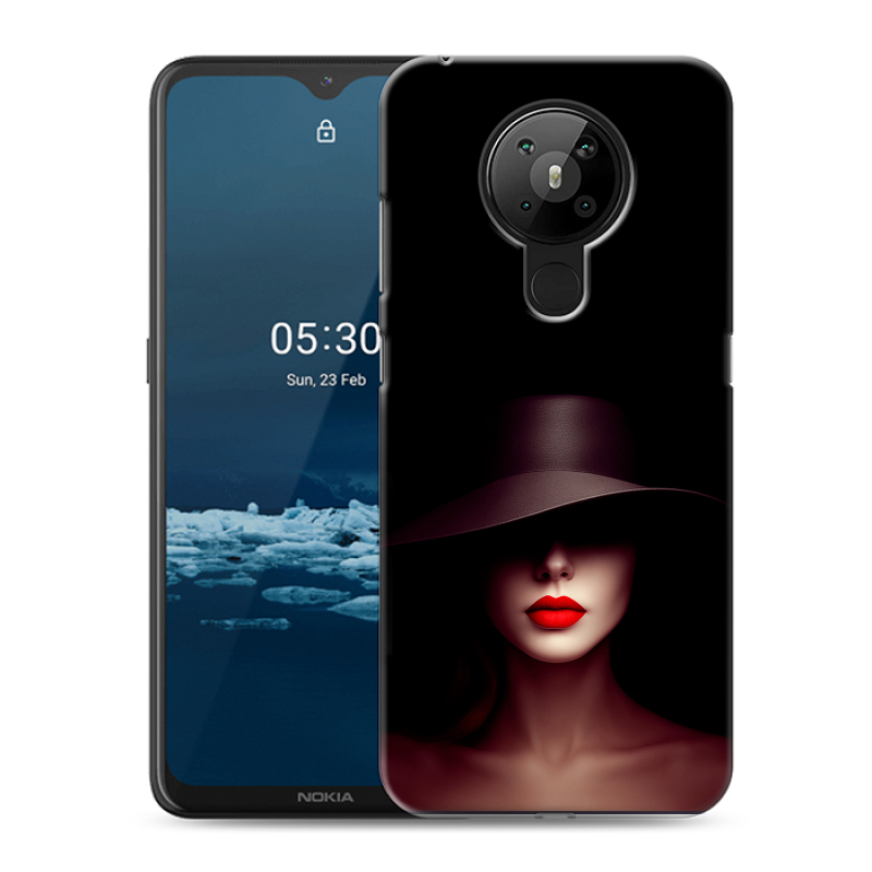 Силиконовый противоударный чехол на Nokia 5.3 с принтом Девушка в шляпе Силиконовый противоударный чехол на Nokia 5.3 с принтом Девушка в шляпе