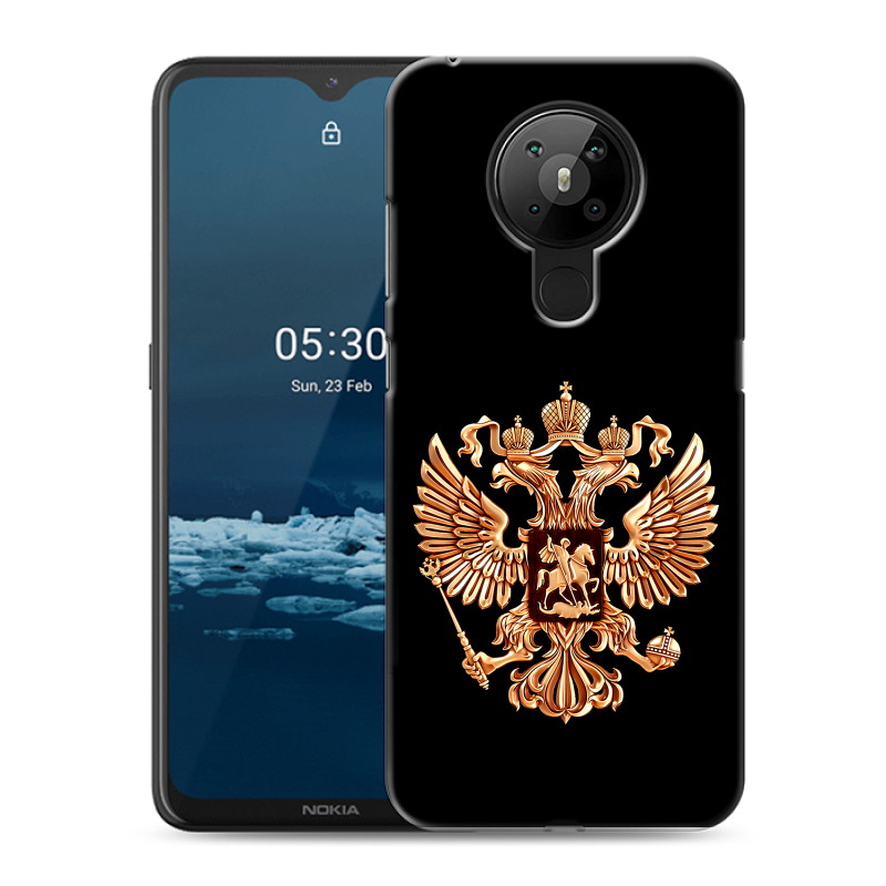 Силиконовый чехол на Nokia 5.3 с принтом Герб России золотой Силиконовый чехол на Nokia 5.3 с принтом Герб России золотой
