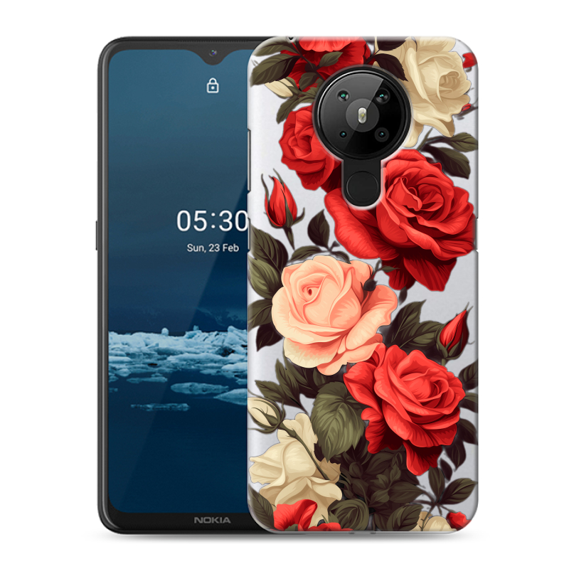 Силиконовый противоударный чехол на Nokia 5.3 с принтом Розы Силиконовый противоударный чехол на Nokia 5.3 с принтом Розы