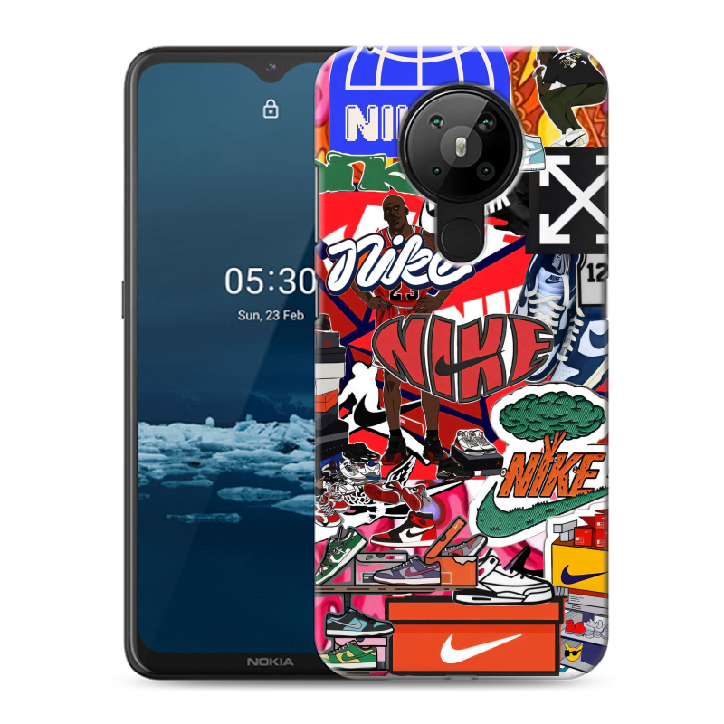 Силиконовый чехол на Nokia 5.3 с принтом Найк Nike яркий Силиконовый чехол на Nokia 5.3 с принтом Найк Nike яркий