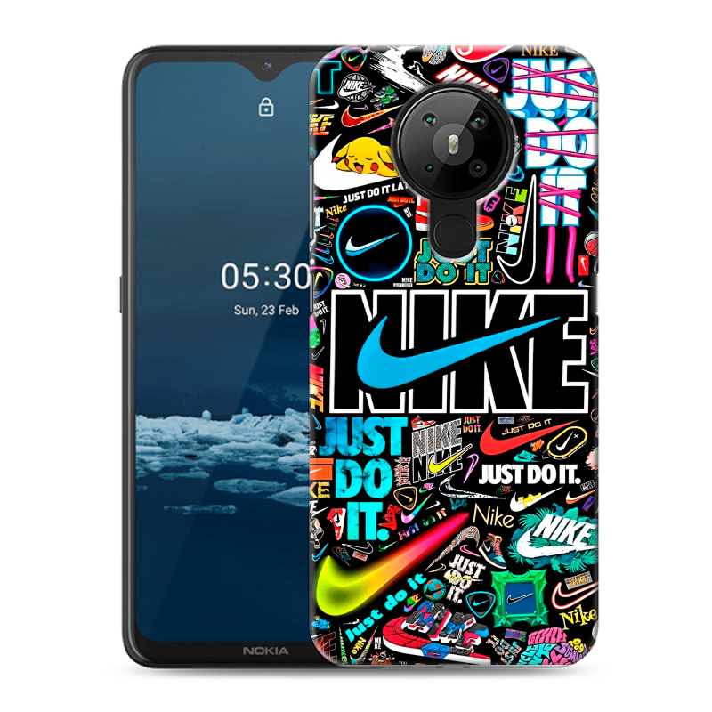 Силиконовый чехол на Nokia 5.3 с принтом найк nike черный Силиконовый чехол на Nokia 5.3 с принтом найк nike черный