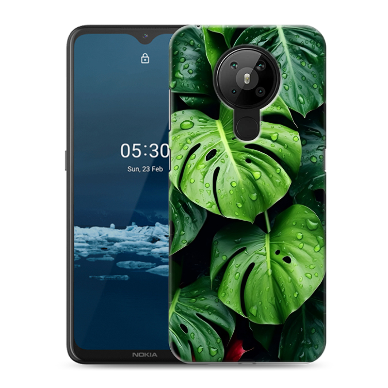 Силиконовый противоударный чехол на Nokia 5.3 с принтом Листья Силиконовый противоударный чехол на Nokia 5.3 с принтом Листья
