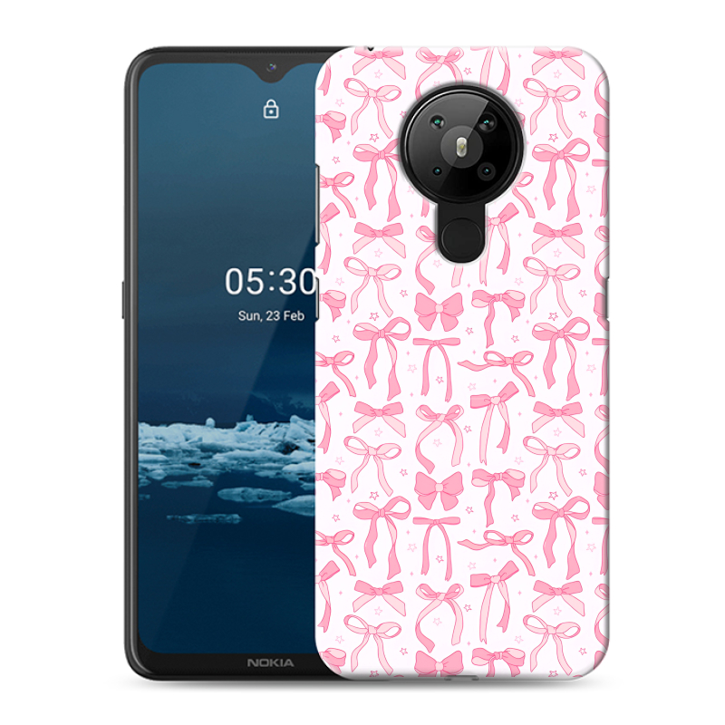 Силиконовый чехол на Nokia 5.3 с принтом Розовые бантики Силиконовый чехол на Nokia 5.3 с принтом Розовые бантики