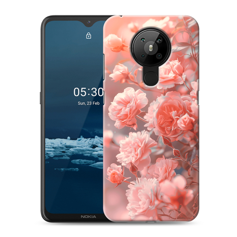 Силиконовый противоударный чехол на Nokia 5.3 с принтом Розы цветы Силиконовый противоударный чехол на Nokia 5.3 с принтом Розы цветы