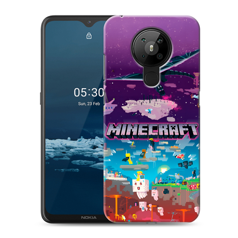 Силиконовый противоударный чехол на Nokia 5.3 с принтом Майнкрафт Minecraft Силиконовый противоударный чехол на Nokia 5.3 с принтом Майнкрафт Minecraft