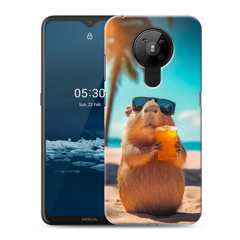 Силиконовый противоударный чехол на Nokia 5.3 с принтом Капибара Силиконовый противоударный чехол на Nokia 5.3 с принтом Капибара