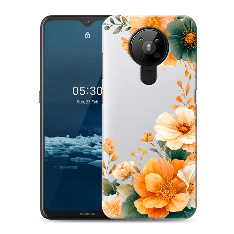 Силиконовый противоударный чехол на Nokia 5.3 с принтом Цветы принт Силиконовый противоударный чехол на Nokia 5.3 с принтом Цветы принт