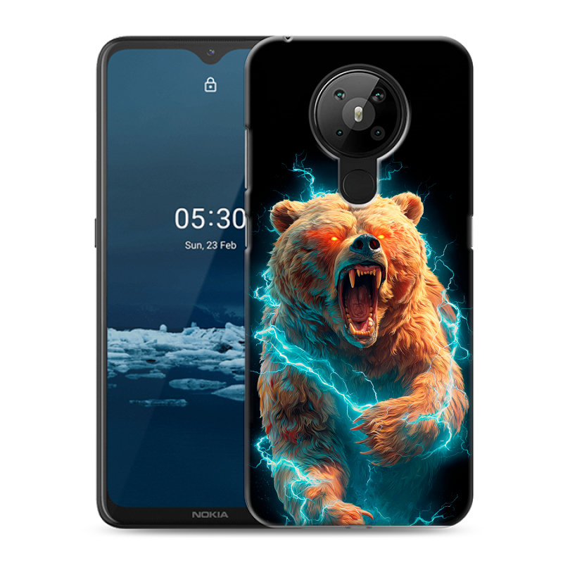 Силиконовый противоударный чехол на Nokia 5.3 с принтом Медведь Силиконовый противоударный чехол на Nokia 5.3 с принтом Медведь