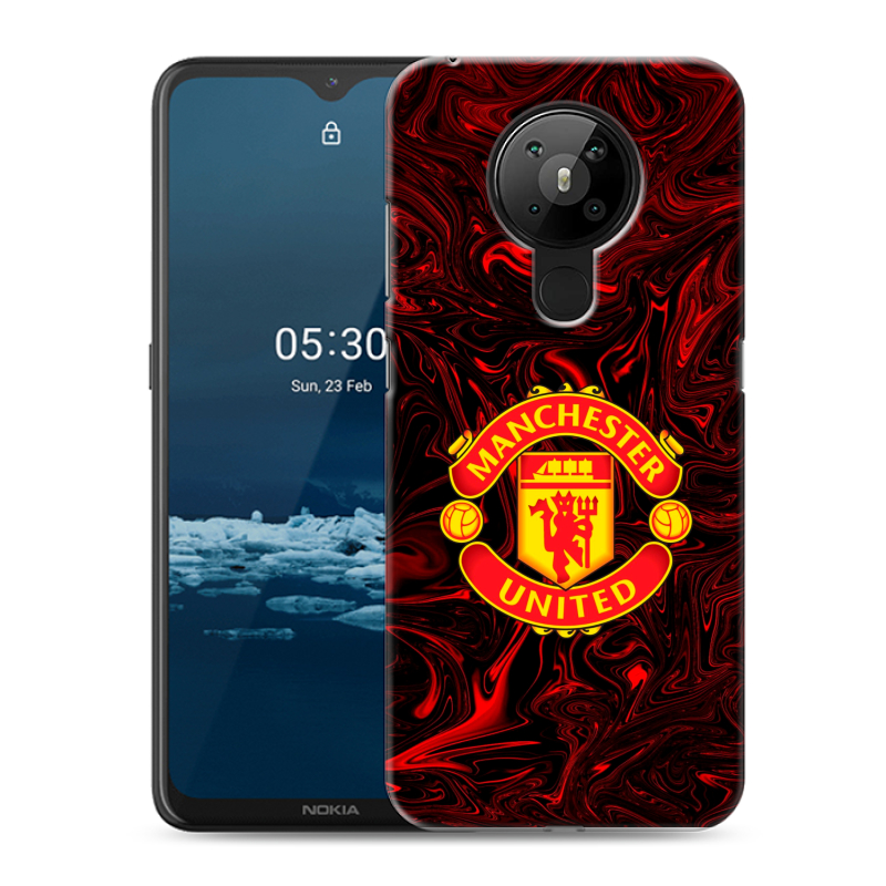 Силиконовый противоударный чехол на Nokia 5.3 с принтом Manchester United Силиконовый противоударный чехол на Nokia 5.3 с принтом Manchester United